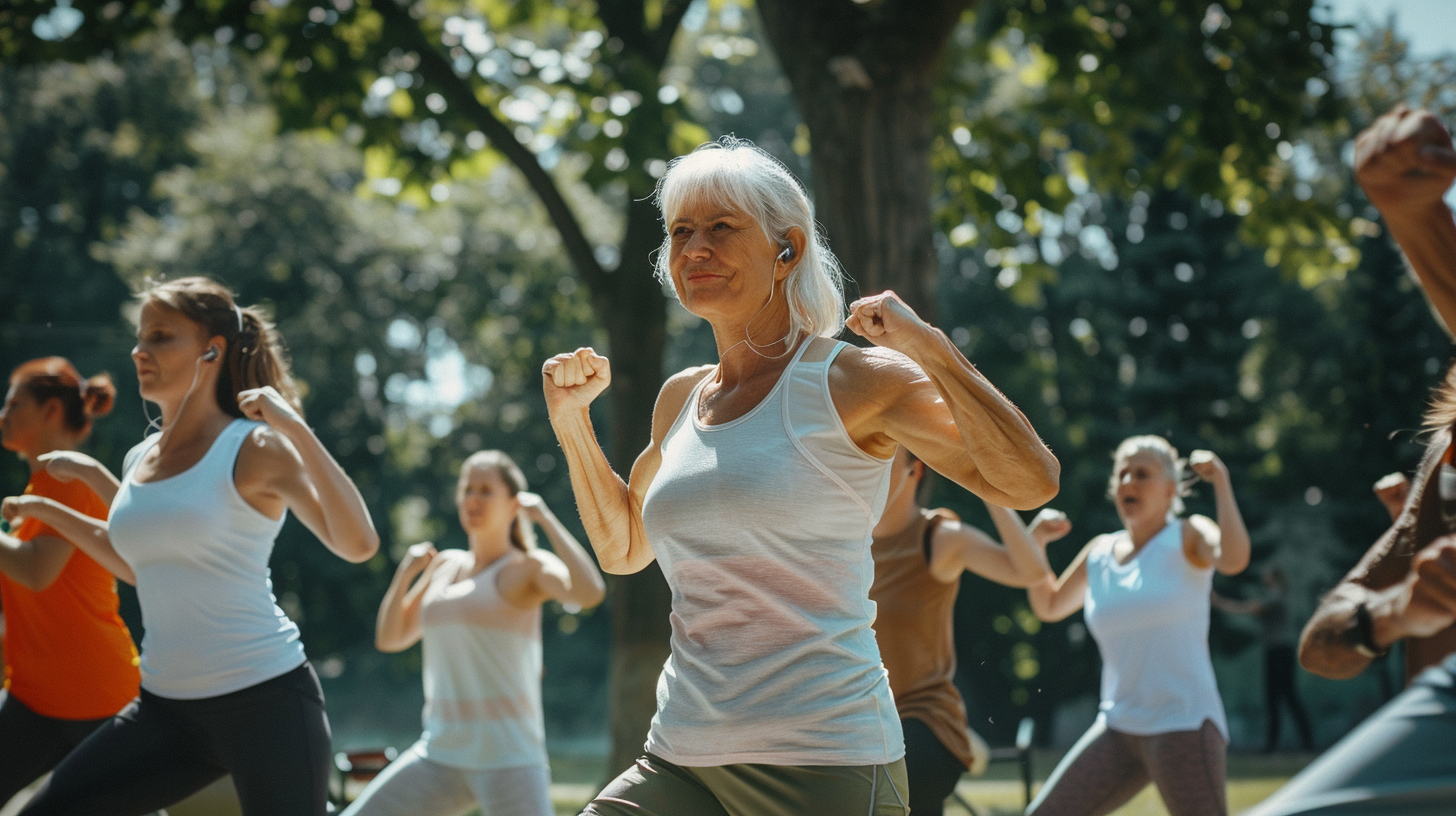 Група людей різного віку після тренування